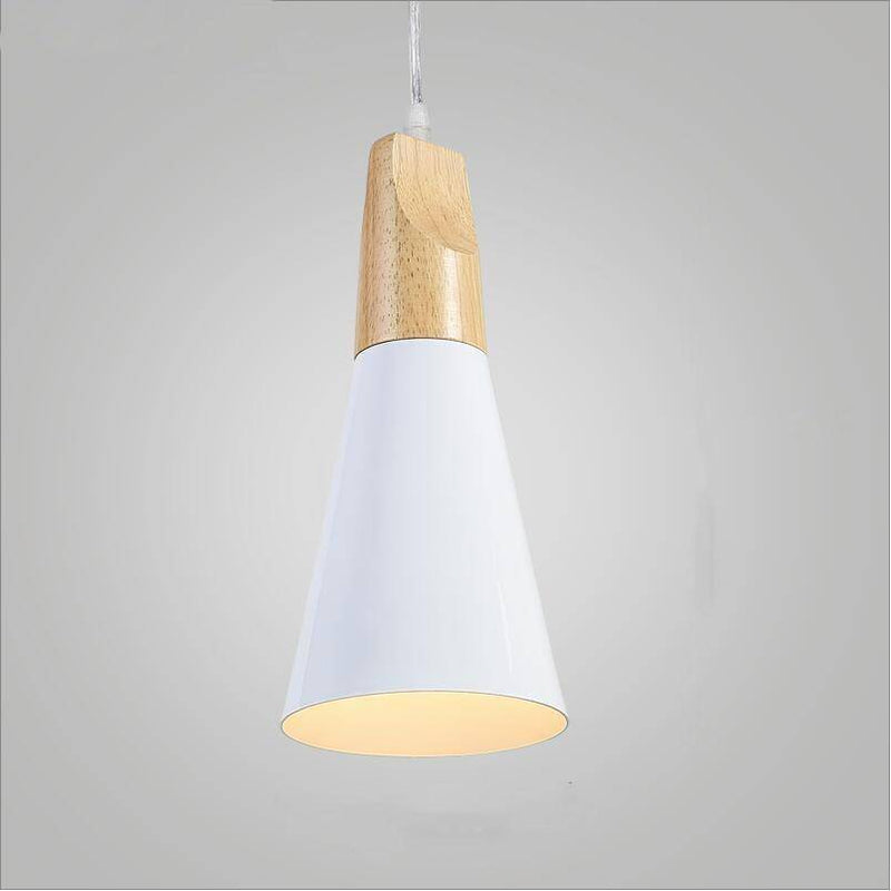 Wooden conical pendant lamp (several colors)