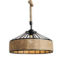 Suspension rustique LED avec cercle en rotin Country