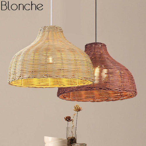 pendant light LED with lampshade colored rattan Decor