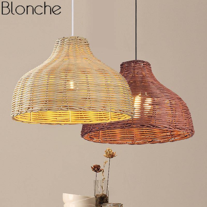 pendant light LED with lampshade colored rattan Decor