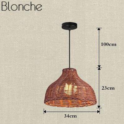 Suspension LED avec abat-jour en rotin coloré Decor