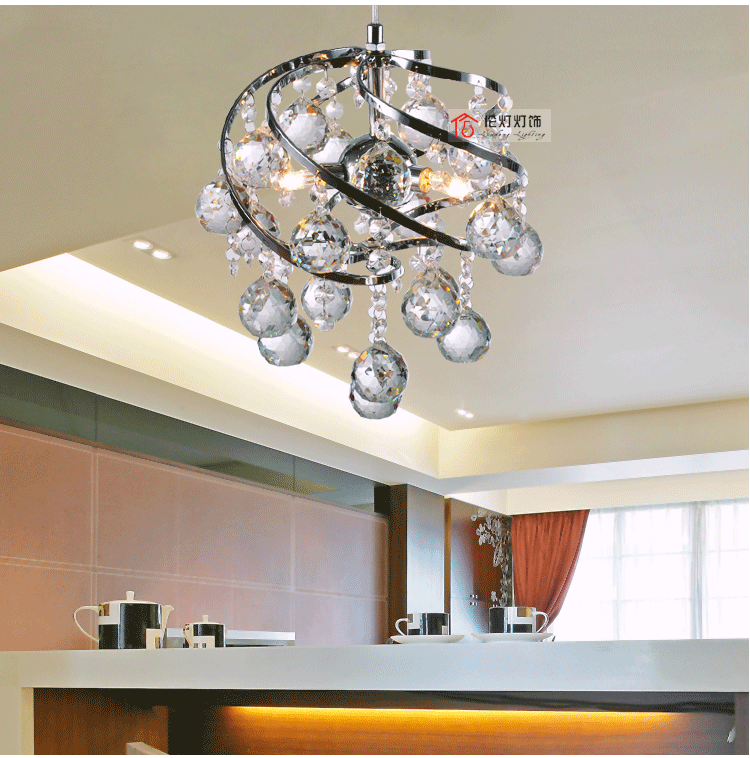 Suspension design moderne en cristal et boules - vue 5 sur 5