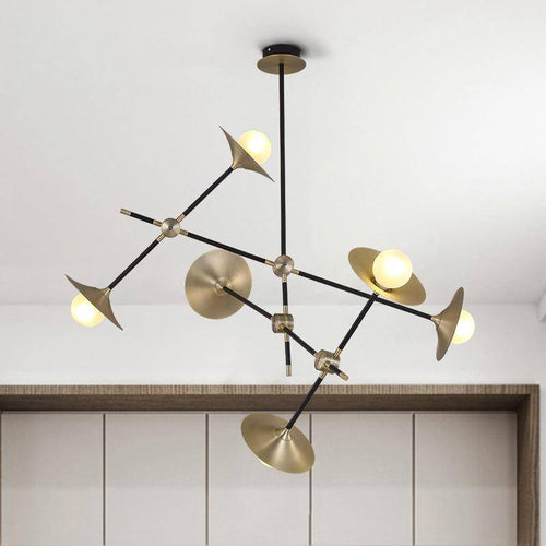 LED design chandelier with articulated branches and golden lamps Modern