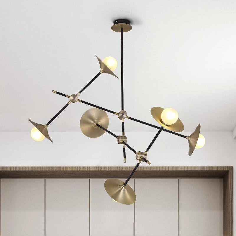 Lustre design à LED avec branches articulées et lampes dorées Modern