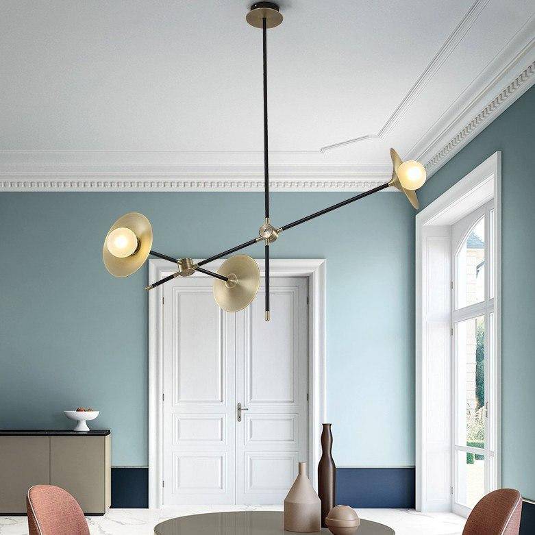 Lustre design à LED avec branches articulées et lampes dorées Modern - vue 10 sur 9
