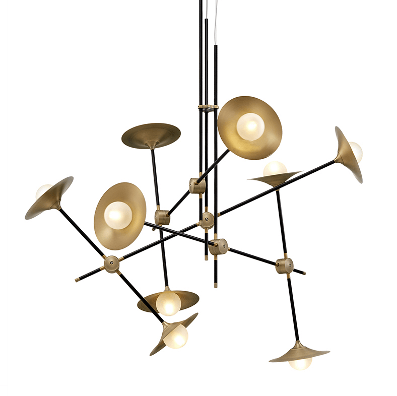 LED design chandelier with articulated branches and golden lamps Modern