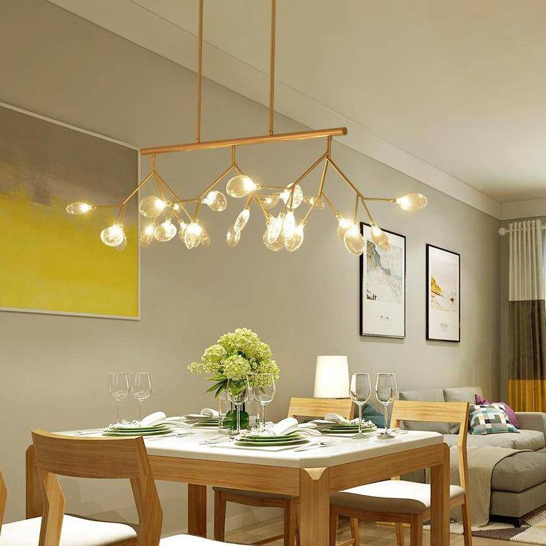 Lustre design moderne LED en bois branches d'arbres (noir ou doré) - vue 4 sur 7