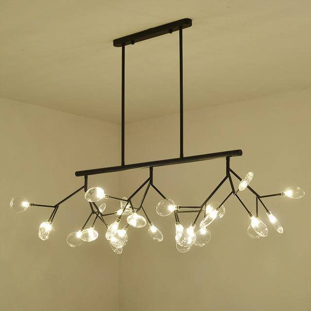 Lustre design moderne LED en bois branches d'arbres (noir ou doré)