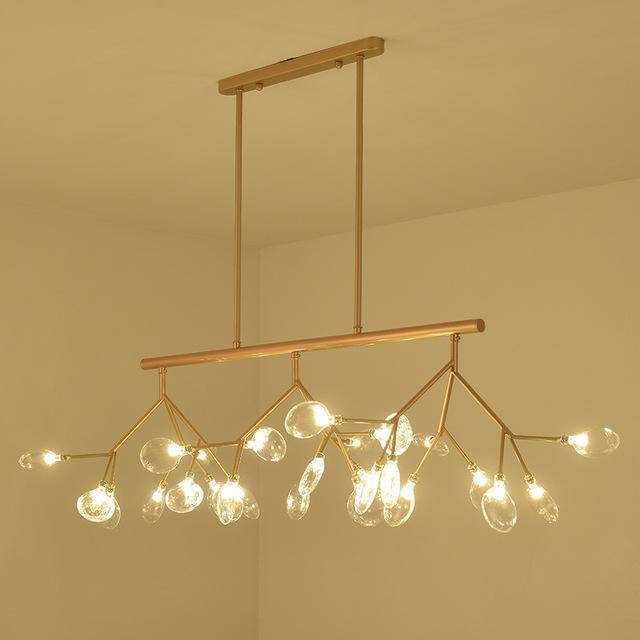 Lustre design moderne LED en bois branches d'arbres (noir ou doré)