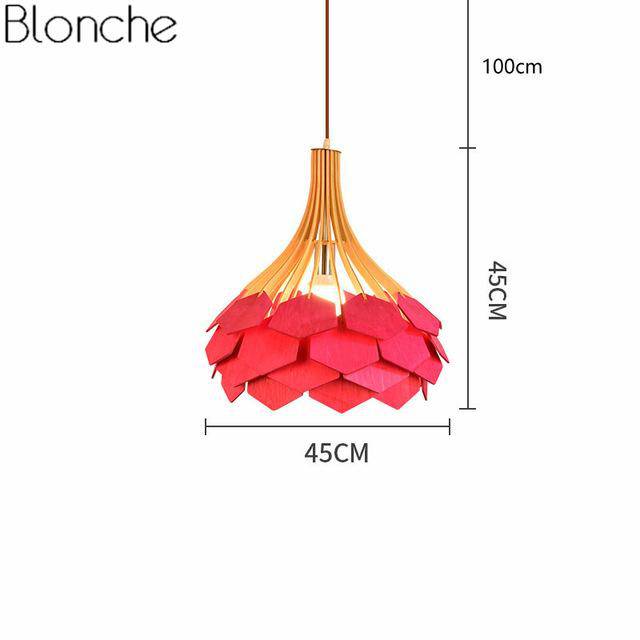 Suspension en bois et pétales de couleurs Wooden - vue 5 sur 10