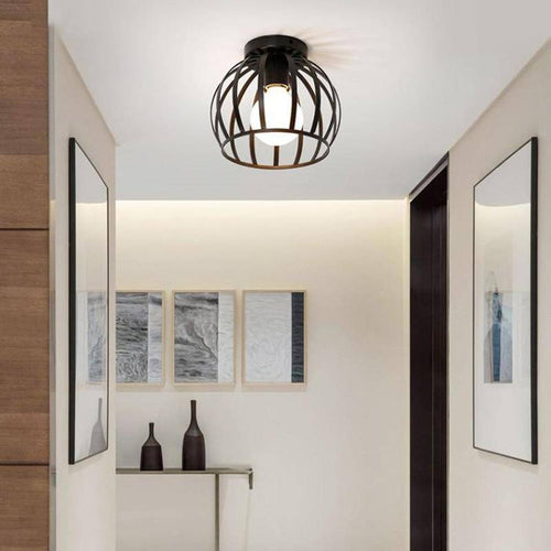 Plafonnier ou applique LED cage ronde noire (plusieurs formes)