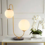 Lampe à poser LED doré avec boule en verre (plusieurs formes)