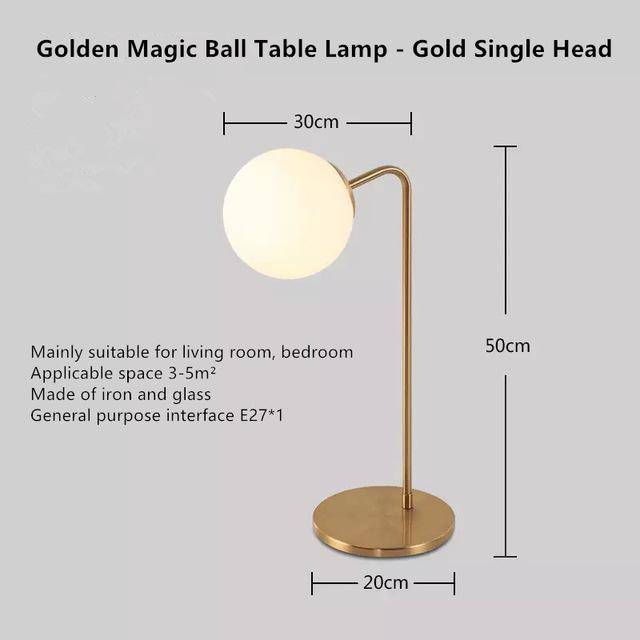 Lampe à poser LED doré avec boule en verre (plusieurs formes)