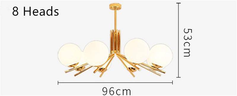 Lustre LED doré avec boules en verre - vue 5 sur 8