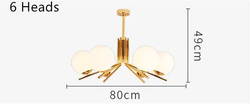 Lustre LED doré avec boules en verre - vue 4 sur 8