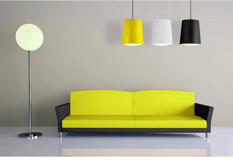 Modern LED pendant light in coloured aluminum cylinder