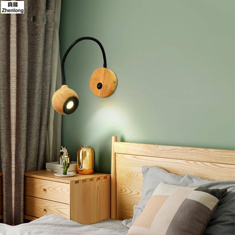 wall lamp 3W wall mounted wooden steerable