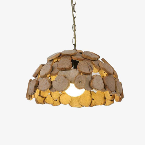 Suspension design LED avec abat-jour arrondi en bois Hang