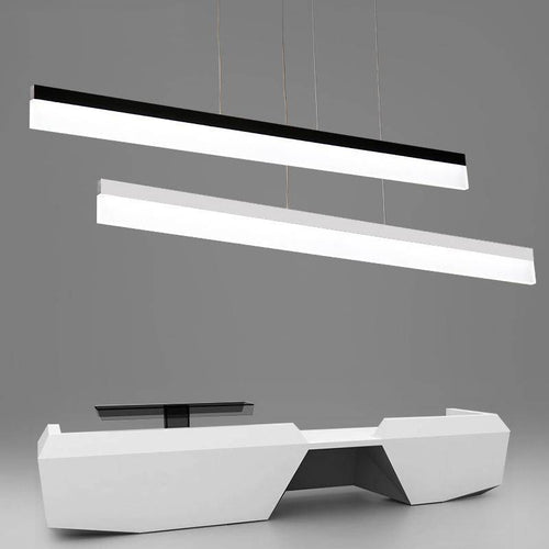 Lustre design à LED suspendu en forme de barre rectangulaire
