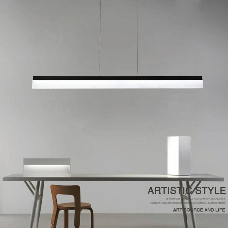 Lustre design à LED suspendu en forme de barre rectangulaire