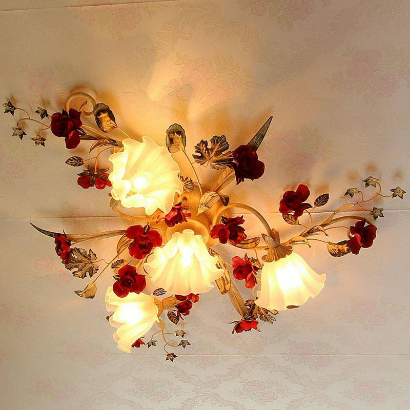 Lámpara de techo LED con flores de cristal Montaje