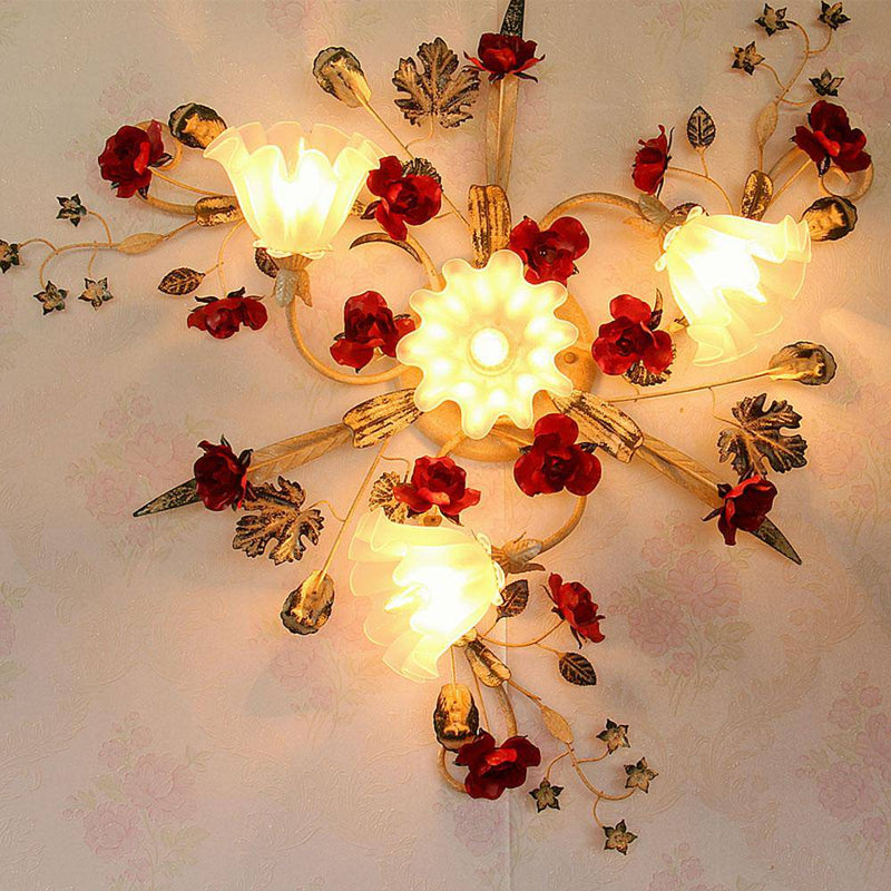 Lámpara de techo LED con flores de cristal Montaje
