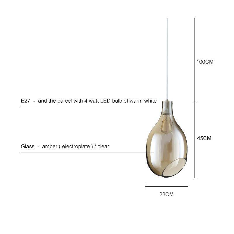 Suspension design en verre ovale ouvert - vue 5 sur 4
