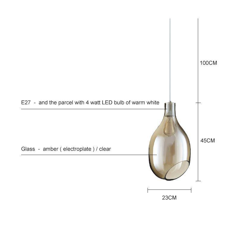 Lámpara de suspensión design en vaso ovalado abierto