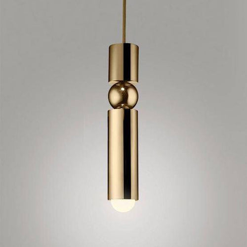 Suspension design LED tube doré avec boule - vue 5 sur 5