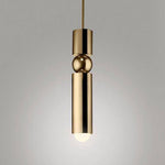 Suspension design LED tube doré avec boule