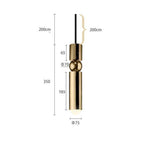 Suspension design LED tube doré avec boule