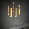 Suspension design LED tube doré avec boule