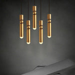 Suspension design LED tube doré avec boule