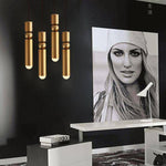 Suspension design LED tube doré avec boule