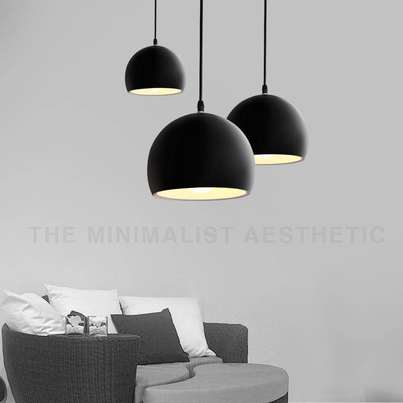 Nordic design pendant light with LED black open ball