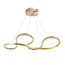 Lustre design arrondi à LED doré et cristal