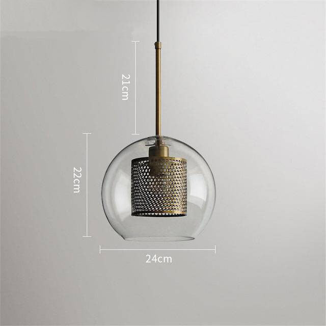 pendant light LED glass design with gold lamp