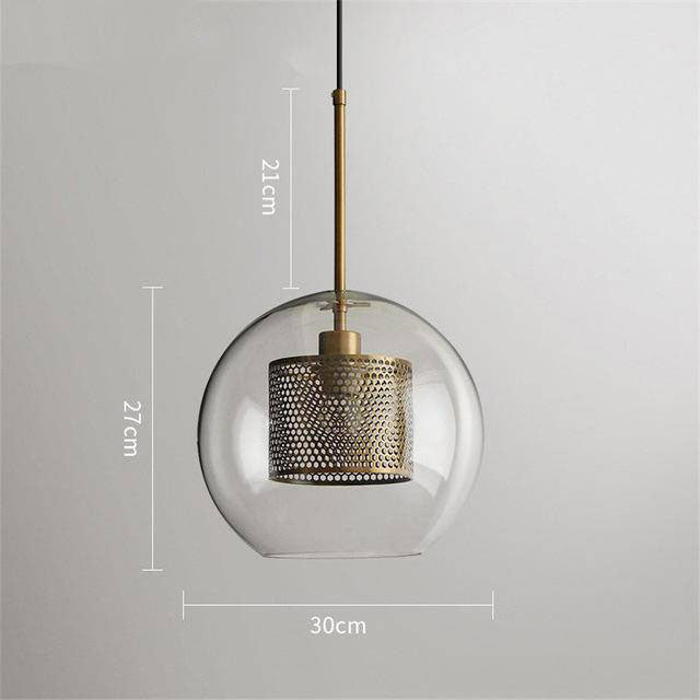 Suspension design LED en verre avec lampe doré