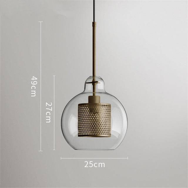 Suspension design LED en verre avec lampe doré