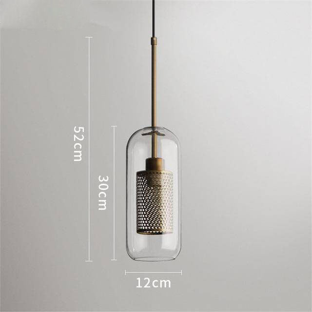 Suspension design LED en verre avec lampe doré