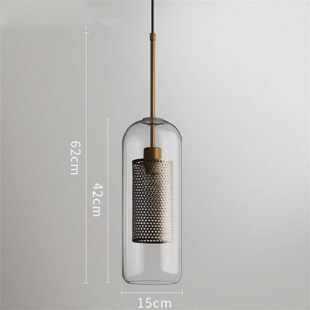 Suspension design LED en verre avec lampe doré