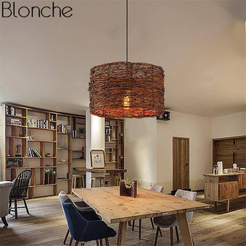 Suspension en rotin LED avec abat-jour de différentes formes Decor - vue 5 sur 7