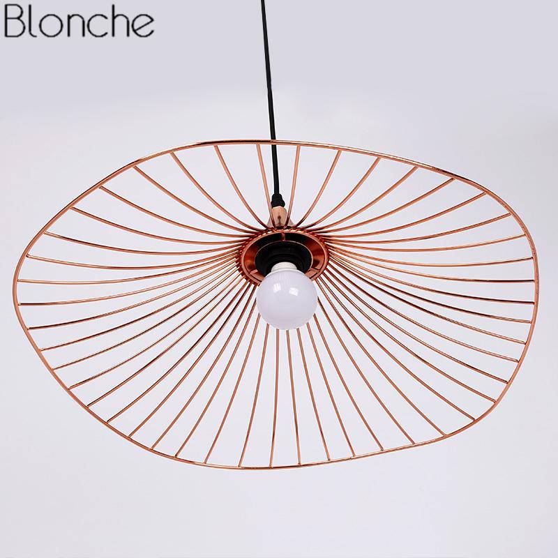 Suspension design à LED chapeau de paille coloré