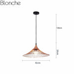 Suspension design à LED chapeau de paille coloré