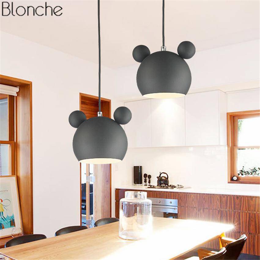 Suspension design à LED en forme de Mickey Mouse coloré - vue 6 sur 11