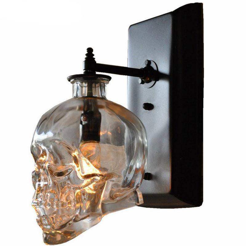 wall lamp glass skull and crossbones