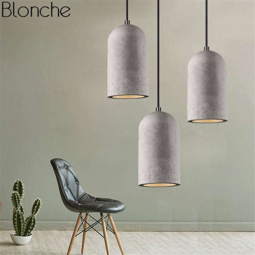 Suspension LED design vintage en ciment arrondie Pipe - vue 3 sur 5