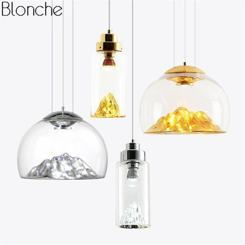 Suspension design à LED en verre Iceberg (or ou argent) - vue 2 sur 7