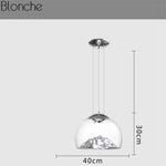Suspension design à LED en verre Iceberg (or ou argent)