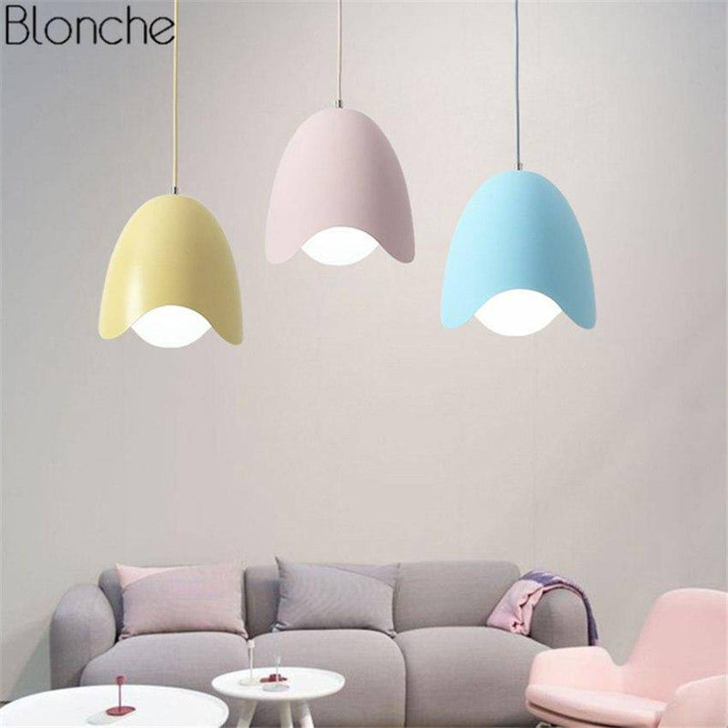 Suspension design LED oeuf ouvert Macaron